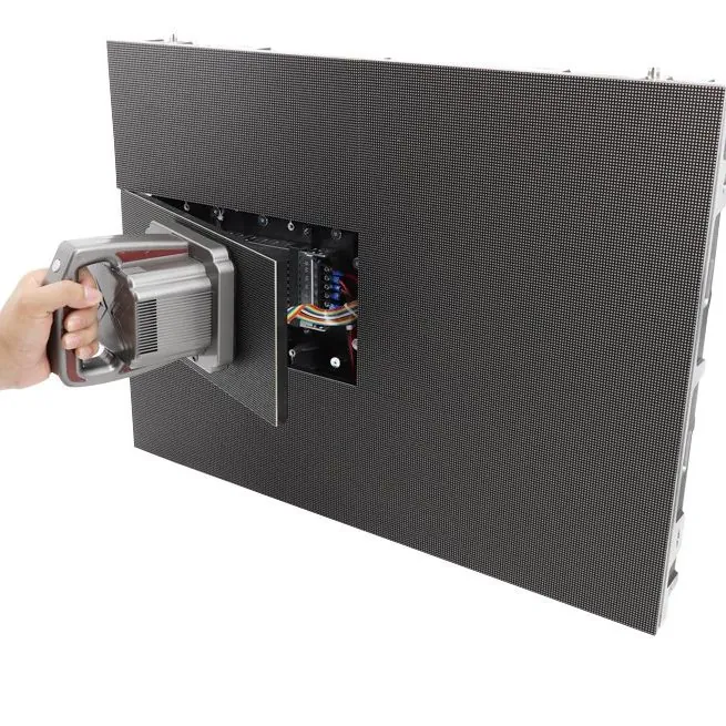 Front-service LED module with magnetic mounting