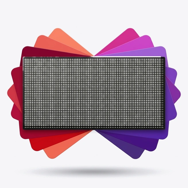 320mm LED video wall module illuminated with brilliant pure white light with Apple-style smooth fanned color layers