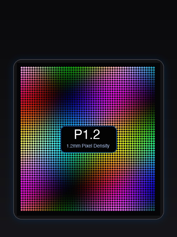 Close view of an indoor P1.2 LED module, the finest pixel pitch PixelSpot builds in Bengaluru